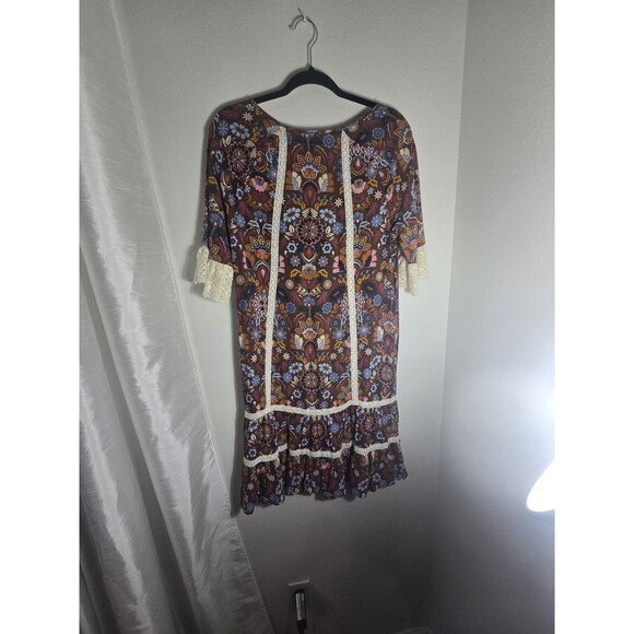 Matilda Jane Make Believe Intermission Dress Small NWT Boho FloralLace Trim Fall - Picture 2 of 9